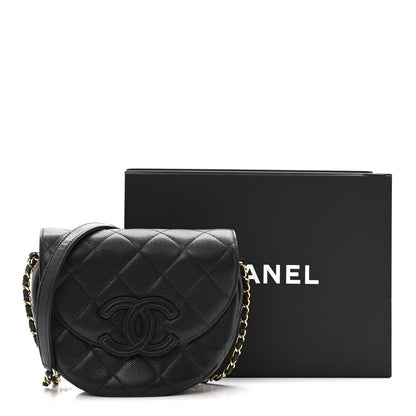 Caviar Quilted Small Messenger Flap Black