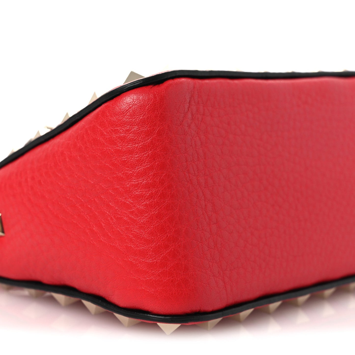 Grainy Calfskin Small Rockstud Crossbody Bag Rouge Pur