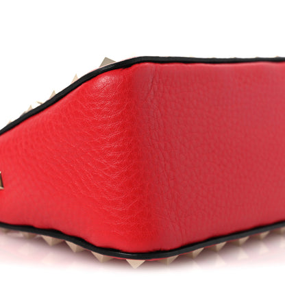 Grainy Calfskin Small Rockstud Crossbody Bag Rouge Pur