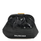 Shiny Supple Calfskin Logo Crocodile Embossed Cloud Coin Purse Black White