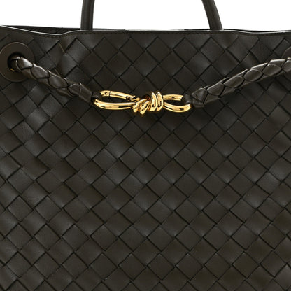 Nappa Intrecciato Medium Andiamo Shoulder Bag Kaki