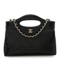 Shiny Crumpled Calfskin Quilted Nano 31 Shopping Bag Black