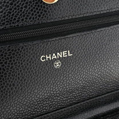 Caviar Quilted Wallet on Chain WOC Black