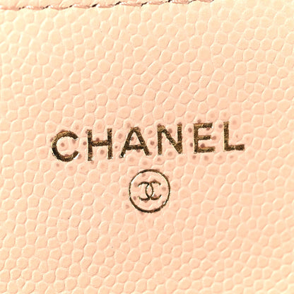 Caviar Quilted Mini Clutch With Chain Light Beige