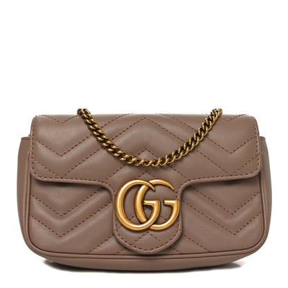Calfskin Matelasse Super Mini GG Marmont Shoulder Bag Porcelain Rose