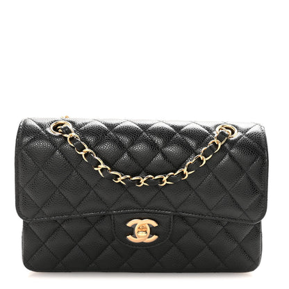 Caviar Quilted Small Double Flap Black