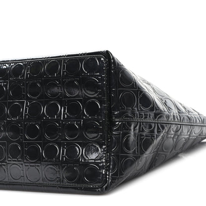 Patent Gancini Embossed Tote Black