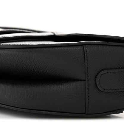 Grained Calfskin Saddle Bag Black