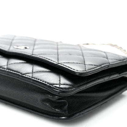 Lambskin Quilted Wallet On Chain WOC Black