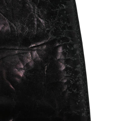 Glazed Calfskin Quilted Rita Top Handle Flap Black