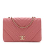 Calfskin Chevron Quilted Small Statement Flap Pink