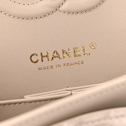 Suede Quilted Medium Double Flap Grey