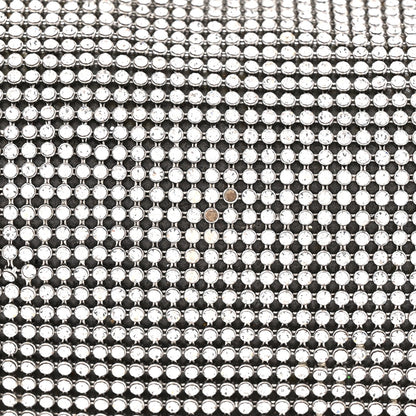 Mesh Crystal Rhinestone Mini Scrunchie Clutch Black Silver