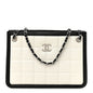 Lambskin Calfskin Small Chocolate Bar Tote White Black