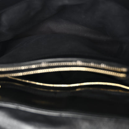 Calfskin Y Quilted Monogram Medium Loulou Chain Satchel Black