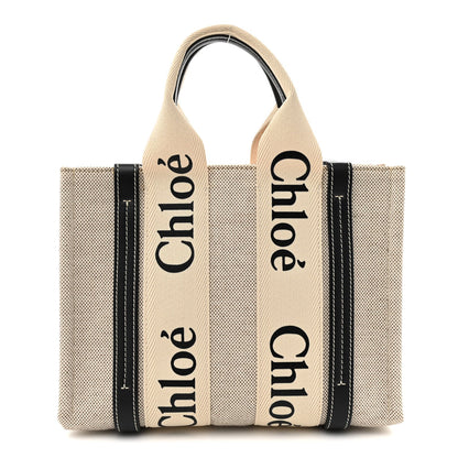 Cotton Calfskin Small Woody Ribbon Tote White Blue