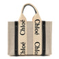 Cotton Calfskin Small Woody Ribbon Tote White Blue