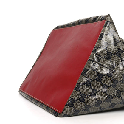 Crystal Monogram Large Web Handle Bucket Tote Red