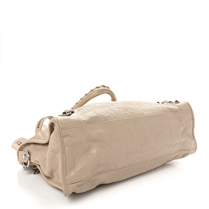 Agneau Classic Silver Hardware City Logo Strap Light Beige Black