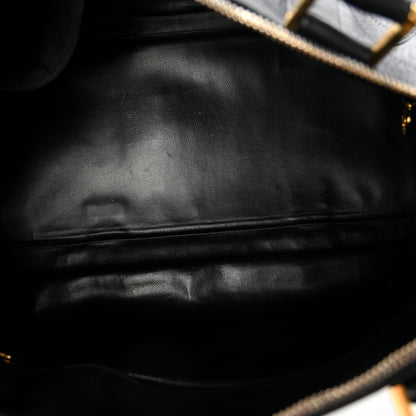 Calfskin Stitched Duffle Travel Bag Black