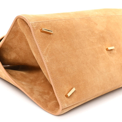 Suede Calfskin Large Hug Bag Natural