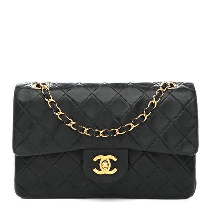 Lambskin Quilted Small Double Flap Black