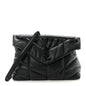 Lambskin Quilted Monogram Monochrome Medium Loulou Puffer Chain Satchel Black