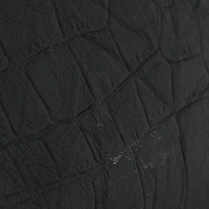 Calfskin Crocodile Embossed West Hollywood Monogram Fold Over Clutch Black