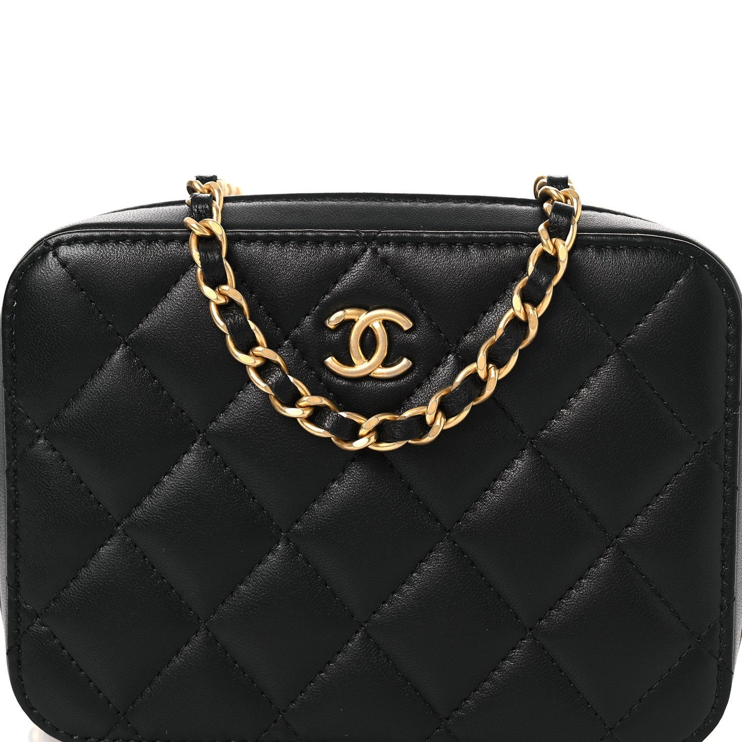 Lambskin Quilted CC Pearl Crush Camera Case Black