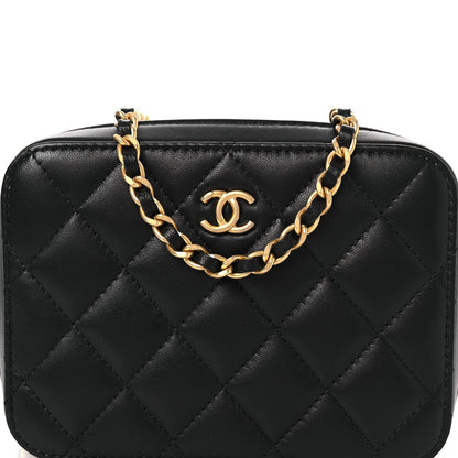 Lambskin Quilted CC Pearl Crush Camera Case Black
