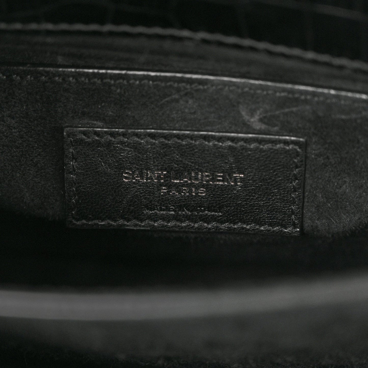 Calfskin Crocodile Embossed Medium Monochrome Monogram Sunset Black