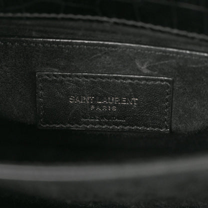 Calfskin Crocodile Embossed Medium Monochrome Monogram Sunset Black