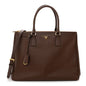 Saffiano Lux Large Galleria Double Zip Tote Cacao
