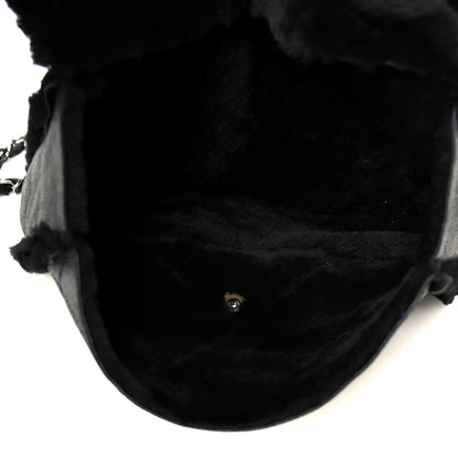 Shearling Quilted Medium Single Flap Black