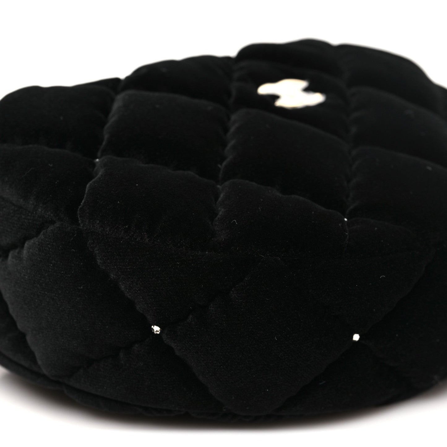 Velvet Diamanté Quilted Pocket Pouch Hobo Black