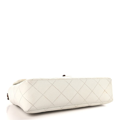 Caviar Quilted Tortoise Medium Single Flap White