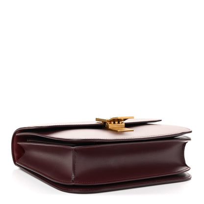 Box Calfskin Medium Classic Box Flap Bag Burgundy