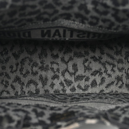 Canvas Mizza Embroidered Large Leopard Book Tote Grey
