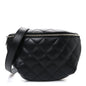 Lambskin Quilted Waist Belt Bag Black