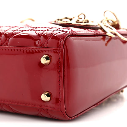 Patent Cannage Mini Lady Dior Red