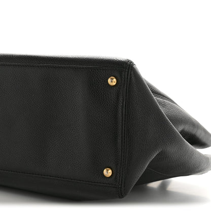 Calfskin Cerf Executive Shopper Tote Black