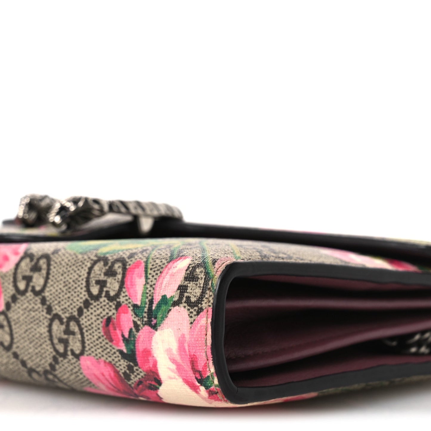 GG Supreme Monogram Blooms Mini Dionysus Chain Wallet Beige Multicolor Dry Rose