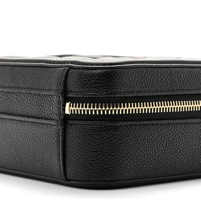 Caviar Quilted Small CC Filigree Vanity Case Black