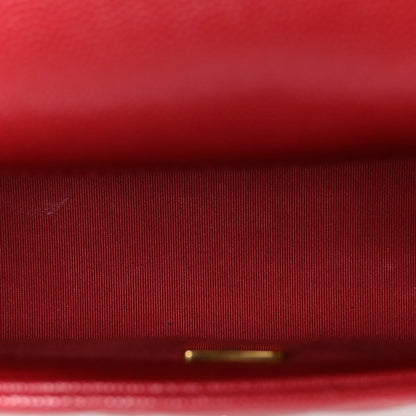 Caviar Quilted Camellia Chain Around Flap Red