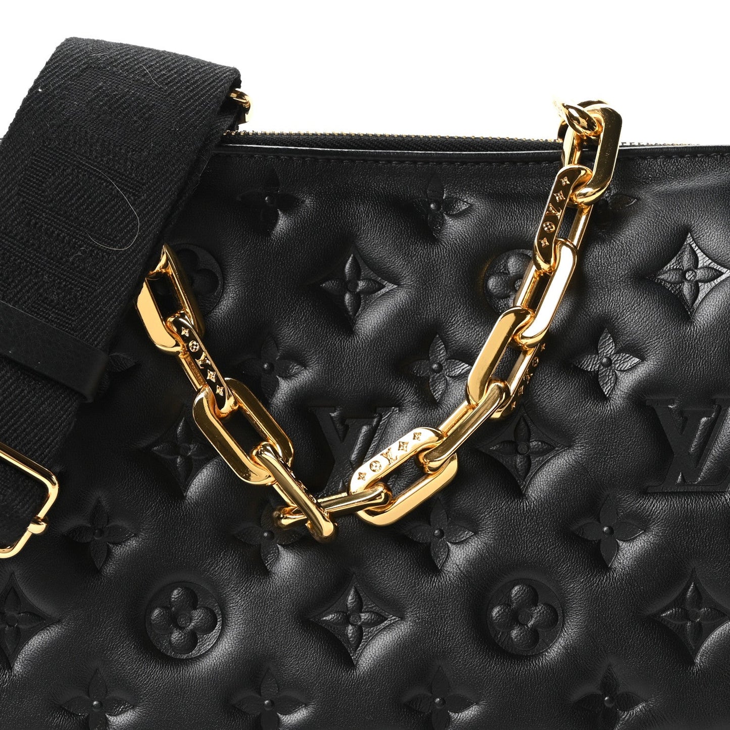 Lambskin Embossed Monogram Coussin PM Black