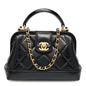 Shiny Lambskin Quilted Mini Cocodoc Top Handle Bag Black