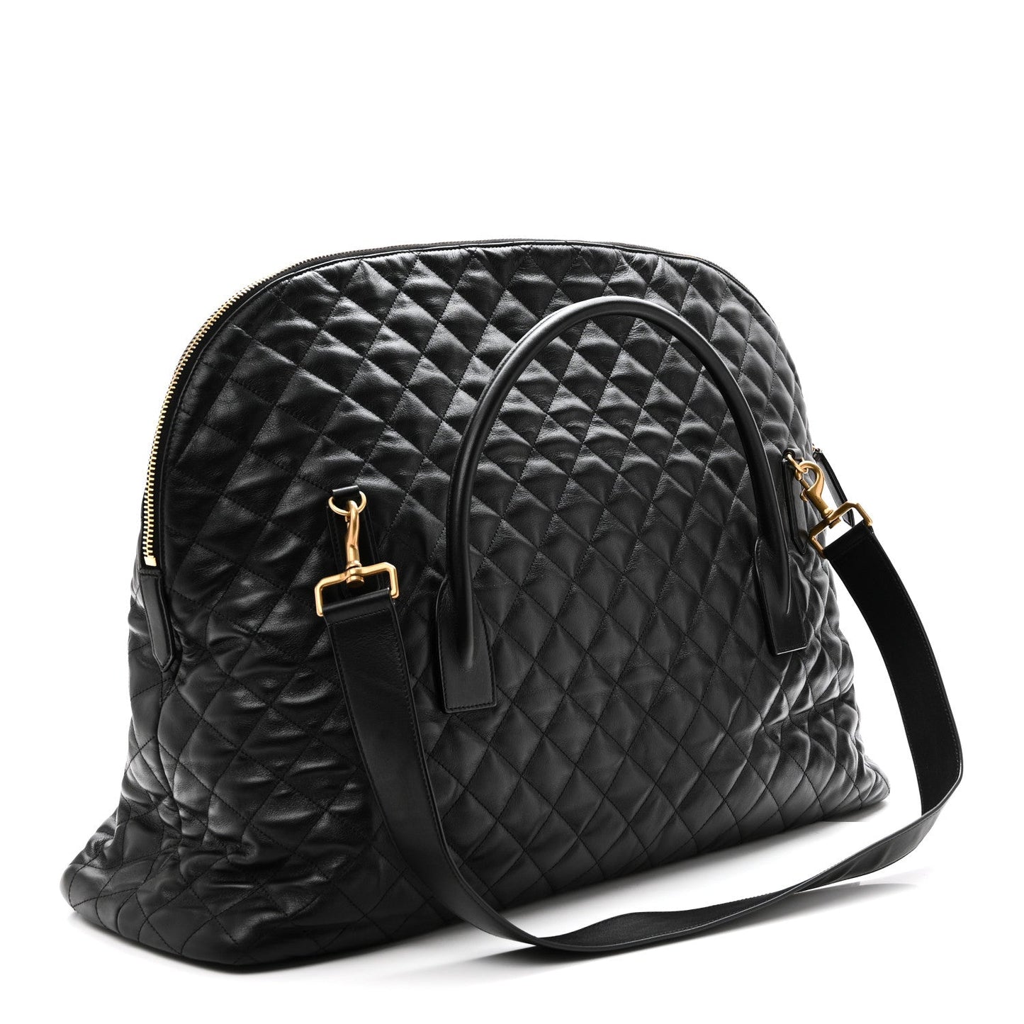 Calfskin Quilted ES Giant Travel Bag Black