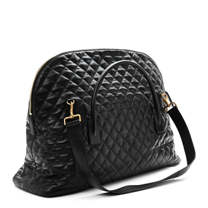 Calfskin Quilted ES Giant Travel Bag Black