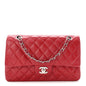 Caviar Quilted Medium Double Flap Red