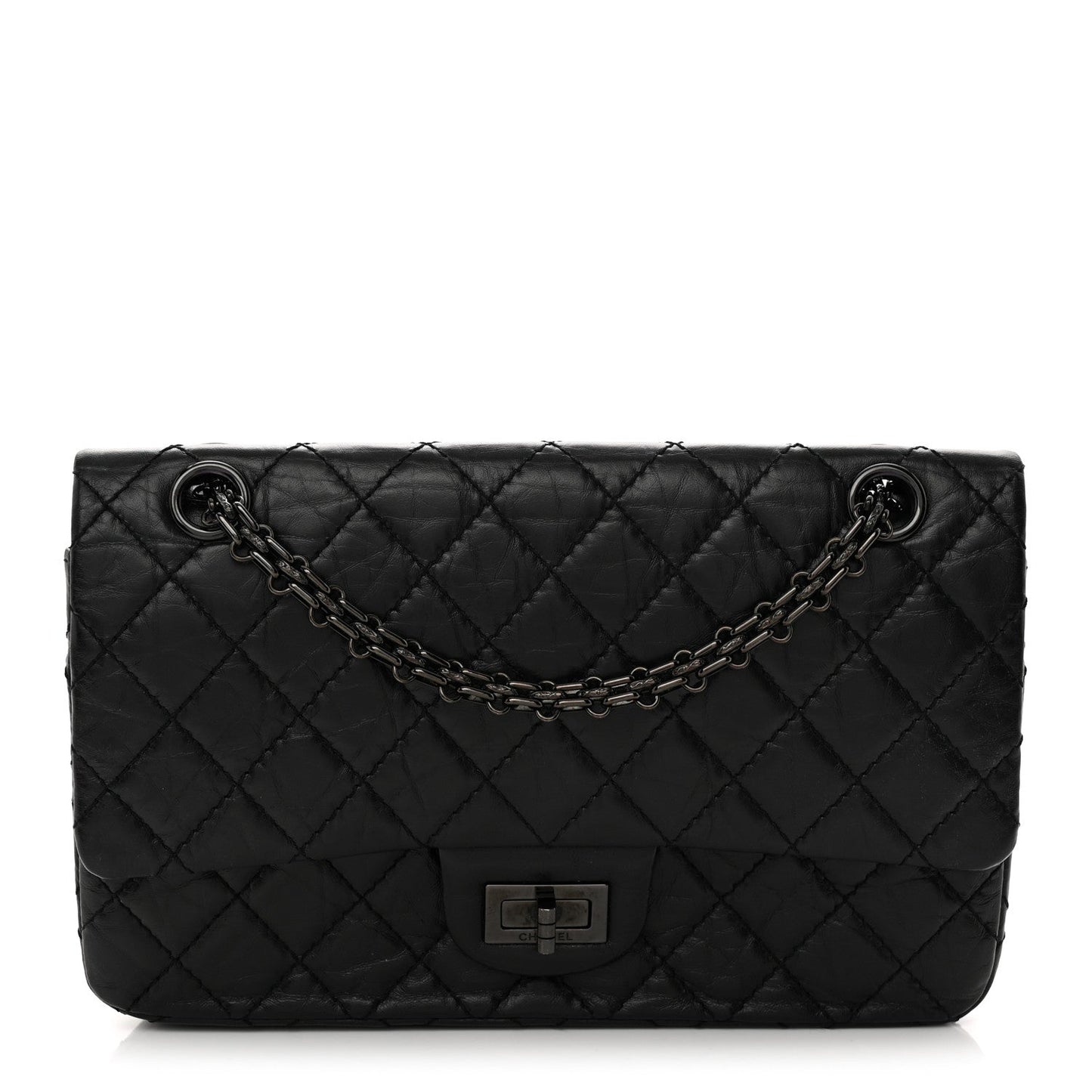 Aged Calfskin Quilted 2.55 Reissue 225 Flap So Black